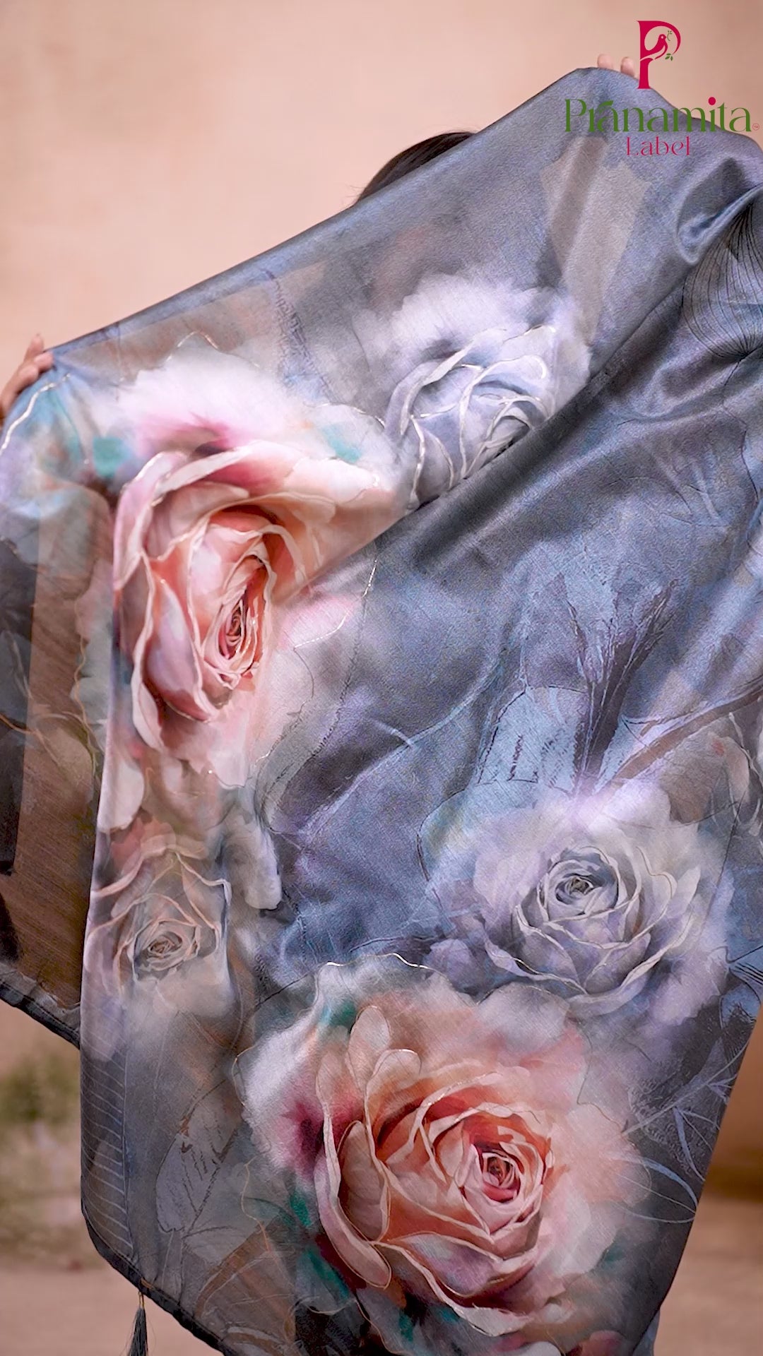 Blue Tussar Silk Floral Saree